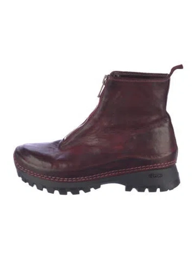 Pre-owned Guidi Lug Sole Leather Combat Boots In Burgundy