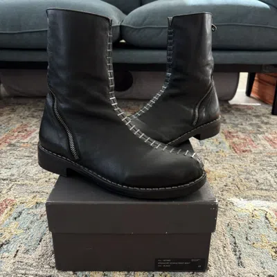 Pre-owned Guidi Masnada Stivale Zip Staple Front Boots Leather Pl1 Pl2 Ma+ In Black