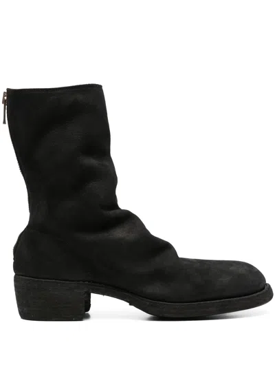 Guidi Men Back Zip Mid Boot In Black