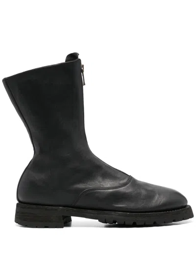 Guidi Men Front Zip Army Boots In Black