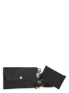Guidi Black Kangaroo Leather Card And Phone Holder With Shoulder Strap In Black