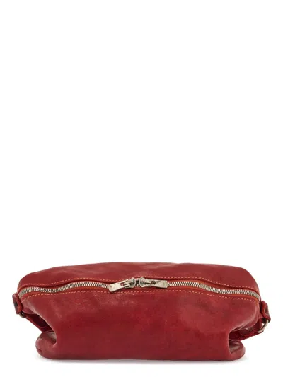 Guidi Men's Medium Horse Leather Fanny Pack With Adjustable Shoulder Strap In Red
