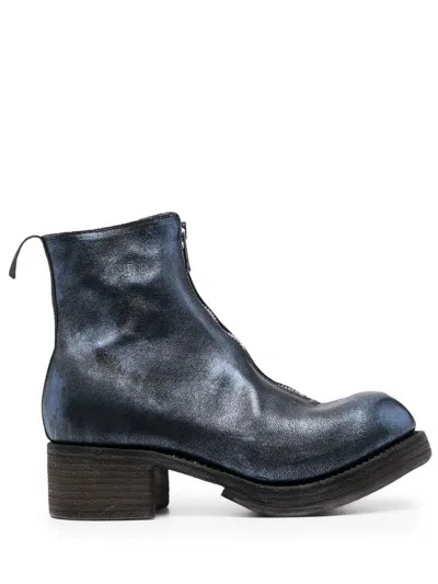 Guidi Metallic-sheen Leather Boots In Blue