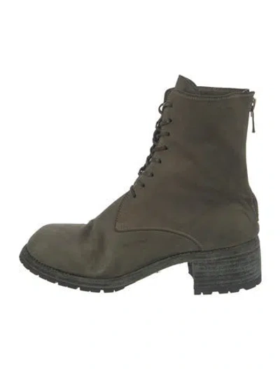 Pre-owned Guidi Nb07v Suede Combat Boots In Green