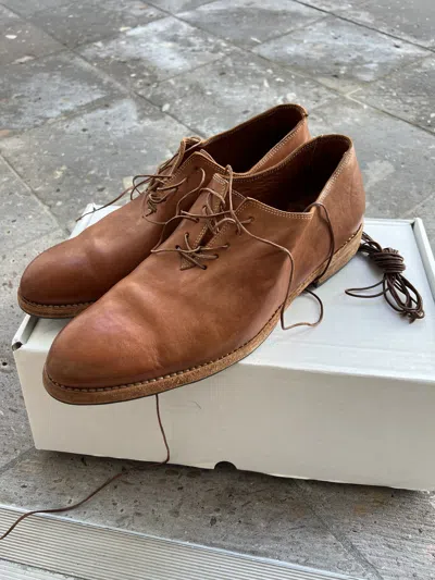 Pre-owned Guidi New Almond Toe Whole Cut Oxfords Ox02a Eu43 Shoes In Brown