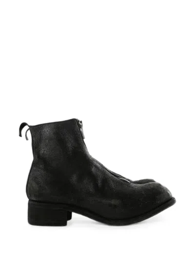 Guidi Pl1 Front-zip Ankle Boots In Black