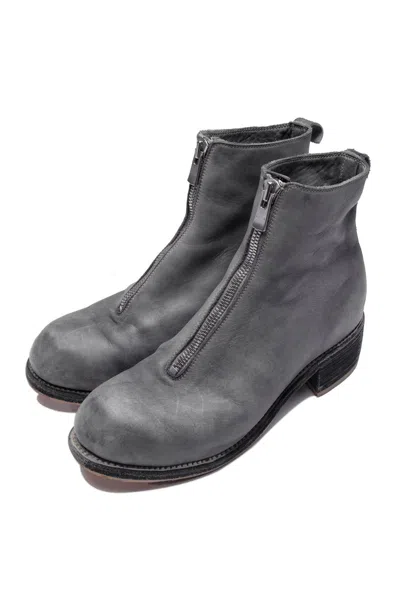 Pre-owned Guidi Pl1 Grey Leather Boots With Gum Sole In Gray