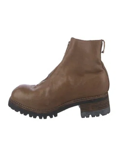 Pre-owned Guidi Pl1v Front Zip Leather Boots In Brown