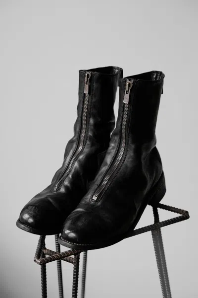 Pre-owned Guidi Pl2 Front Zip Horse Leather Boots In Black