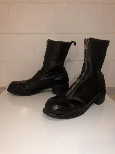 Pre-owned Guidi Pl2 Front Zip Horse Leather Boots In Black