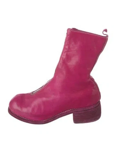 Pre-owned Guidi Pl2 Front-zip Leather Boots In Red