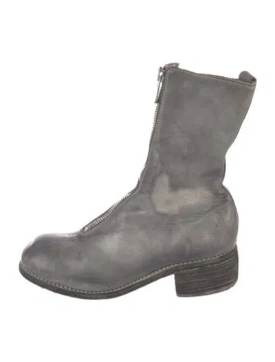 Pre-owned Guidi Pl2 Leather Combat Boots In Gray