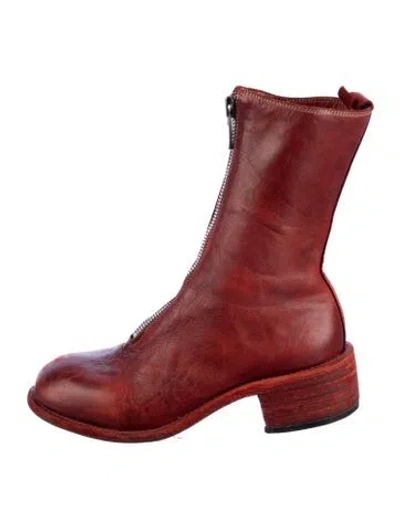 Pre-owned Guidi Pl2 Leather Combat Boots In Red