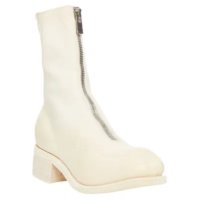 Guidi Pl2 Soft Horse Cream Full Grain Leather Silver Zip Boots Eu36 In White