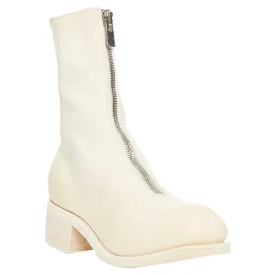 Pre-owned Guidi Pl2 Soft Horse Cream Full Grain Leather Silver Zip Boots Eu36 In White