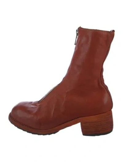 Pre-owned Guidi Pl2 Soft Horse Leather Combat Boots In Orange