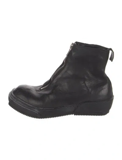 Pre-owned Guidi Pls Leather Combat Boots In Black