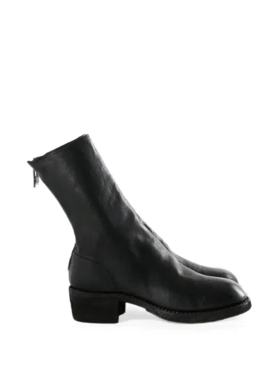 Guidi Rear-zip Leather Ankle Boots In Black