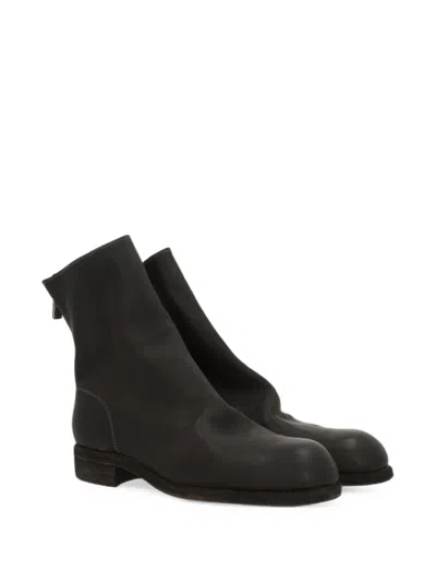 Guidi Rear-zip Leather Ankle Boots In Brown