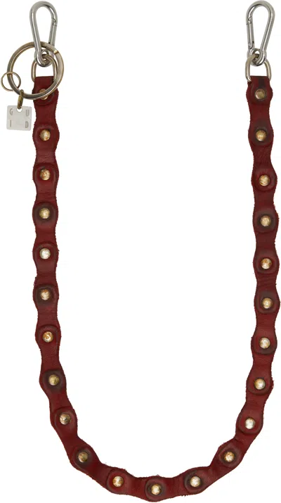 Guidi Red Leather Keychain In 1006t