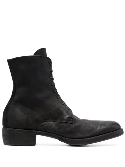 Guidi Reverse Cordovan Lace-up Boots In Black