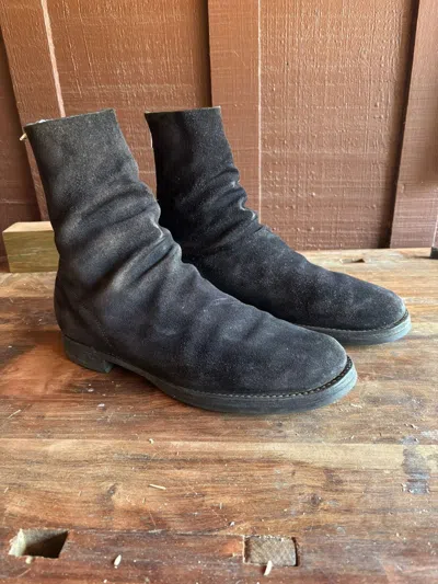 Pre-owned Guidi Reverse Leather Backzip Boots 46 In Black