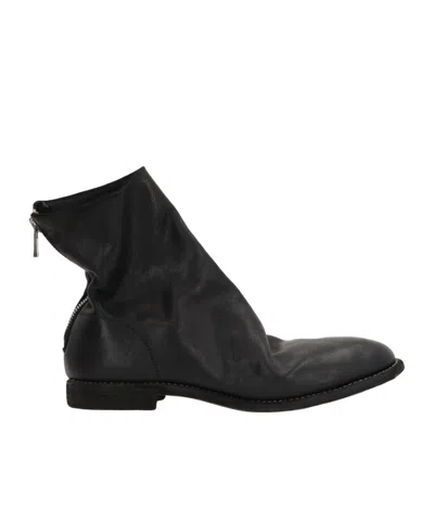 Guidi Round Toe Ankle Boots In Black