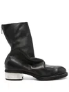 Guidi Round-toe Leather Boots In 黑色