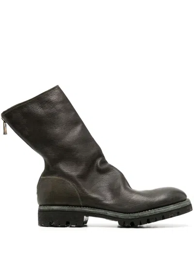 Guidi Round-toe Leather Boots In Green