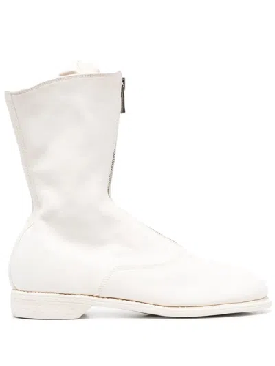 Guidi Round-toe Leather Boots In White