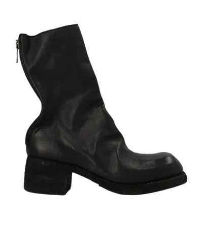 Guidi Square-toed Short Boots In Black