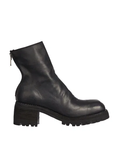 Guidi Thick Heel Booties In Black
