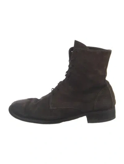 Pre-owned Guidi Suede Distressed Accents Lace-up Boots In Black