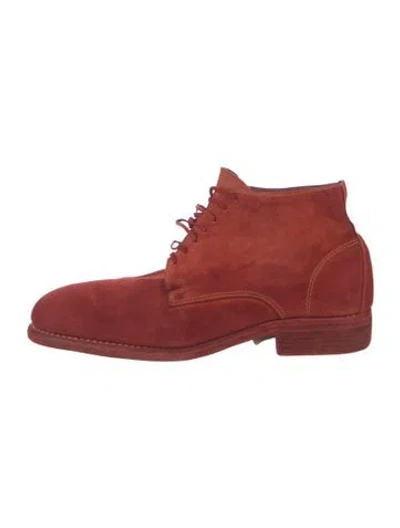 Pre-owned Guidi Suede Lace-up Boots In Red
