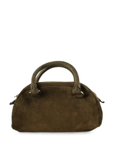 Guidi Suede Top-handle Clutch Bag In Brown