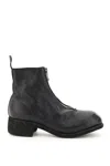Guidi Unisex Leather Boots In Black Horse And Calfskin With Metal Zip