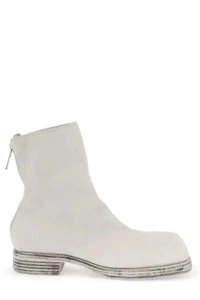 Guidi Vintage Effect Zipped Mid Boots In White