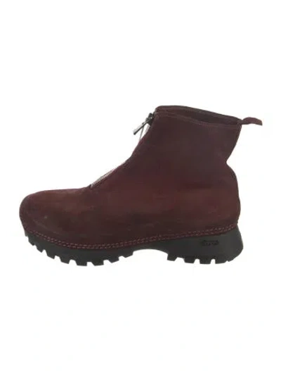Pre-owned Guidi Vs01 Suede Lace-up Boots In Burgundy