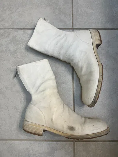 Pre-owned Guidi White Back Zip Boots