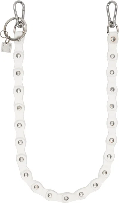 Guidi White Leather Keychain In Co00t