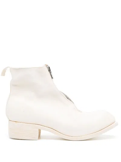 Guidi White Round Toe Boots