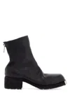 Guidi Cracked-effect Mid-calf Boots In Black