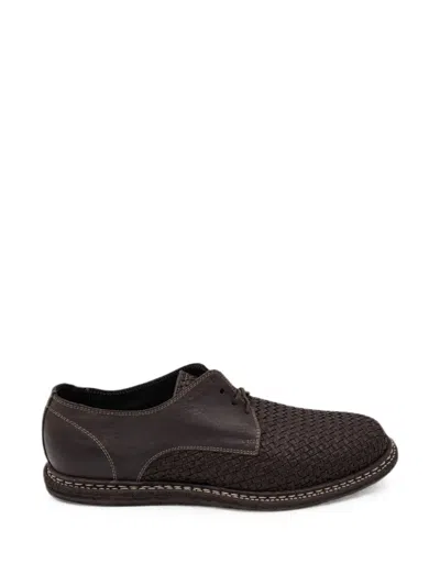 Guidi Woven Leather Derby Shoes In Brown