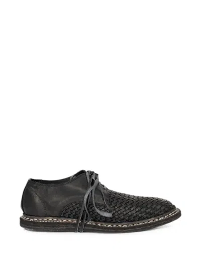 Guidi Woven Leather Derby Shoes In Multi