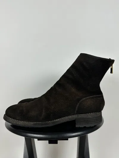 Pre-owned Guidi X Undercover Back Zip Brown Suede Boots