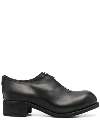 Guidi Zip-front Block-heel Shoes In Black