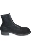 Guidi Zip-front Suede Boots In Black