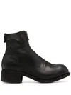 Guidi Front Zip Leather Ankle Boots In Black