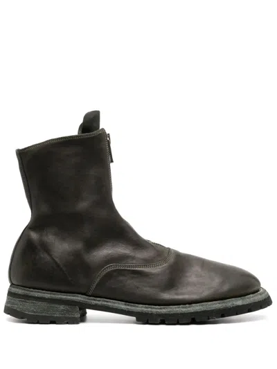 Guidi Zip-up Leather Ankle Boots In Grün