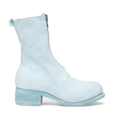 Guidi Lined Front Zip Ankle Boot In Blue